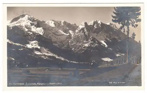 AK Bei Garmisch, Zugspitze, Alpspitze und Waxenstein, aufgen. mit Ernemann Kamera, gel. 1925