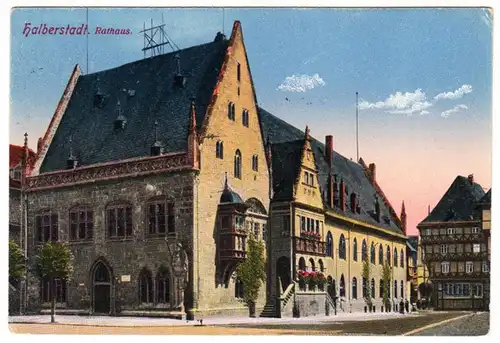 AK Halberstadt, Hôtel de ville, Feldpost, gel. 1918