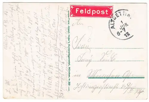 AK Altötting, Kapellplatz mit Gnadenkapelle, Pfarrkirche, Feldpost, gel.1917