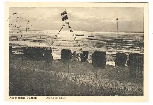 AK Nordseebad Duhnen, Abend am Strand, gel.1929
