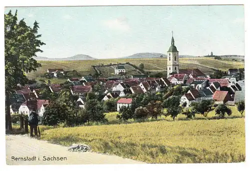 AK Bernstadt i. Sachsen, Totalansicht, gel. 1913