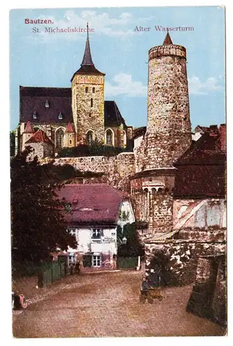 AK Bautzen, St. Michaeliskirche, Alter Wasserturm, ungel.