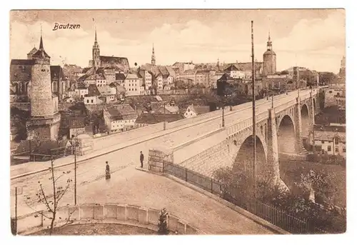 AK Bautzen, Kronprinzenbrücke, gel. 1924