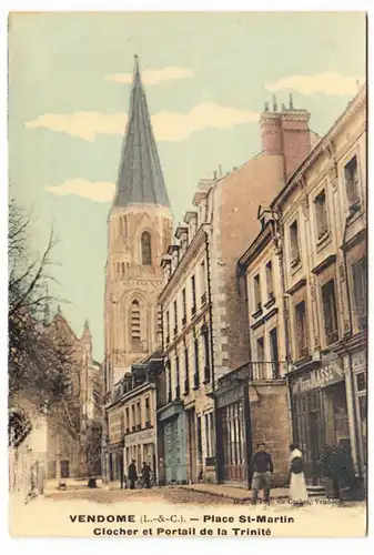 CPA Vendome, Place St.-Martin, Clocher et Portrait de la Trinite, ungel.