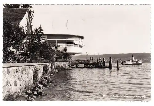 AK Suisse, lac de Zurich, Hotel Schönau Erlanbach, Restaurant de terrasses de mer, gel. 1946
