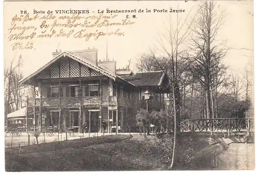 CPA Bois de Vincennes, Le Rastaurant de la Porte Jaune gel.