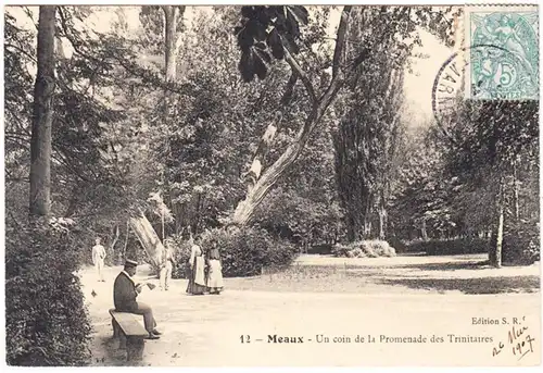 CPA Meaux, Un coin de la Promenade des Trinitaires, gel. 1907