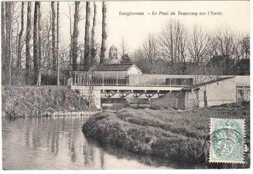 CPA Longjumeau, Le Pont du Tramway sur l'Yvette, gel.