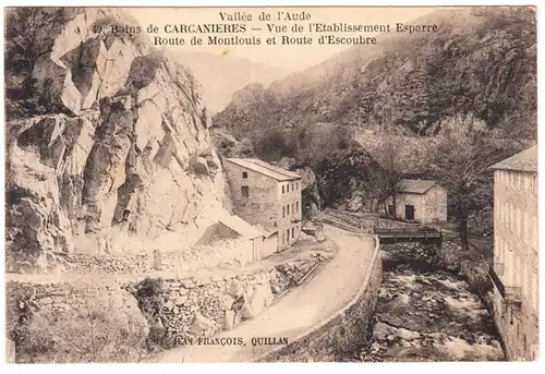 CPA Vallée de l'Aude, Bains de CARCANIERES, Vue de Etablissements Esperre, unl.