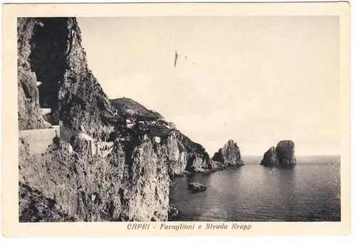 CPA Capri, Faraglioni e Strada Krupp, gel. 1936