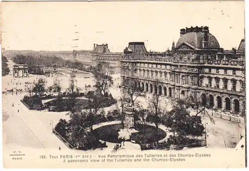 CPA Tout Paris, Vue Panoramique des Tuileries et des Champs-Élysées, en 1923.