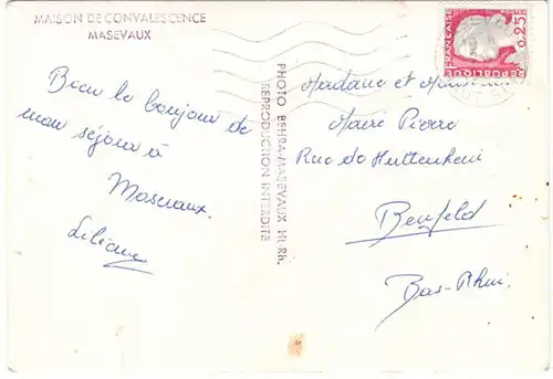 CPA Masevaux, Maison de Convalescence, en date de 1962