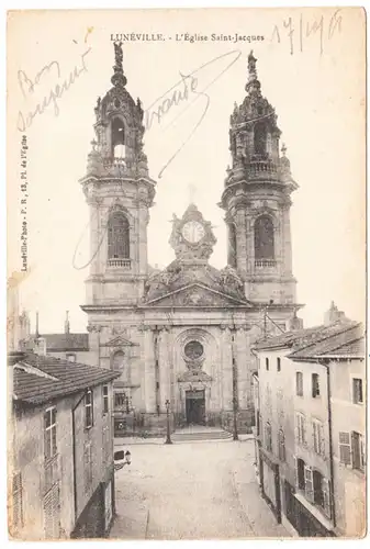 CPA Luneville, L'Eglise Saint- Jacques, ungel.