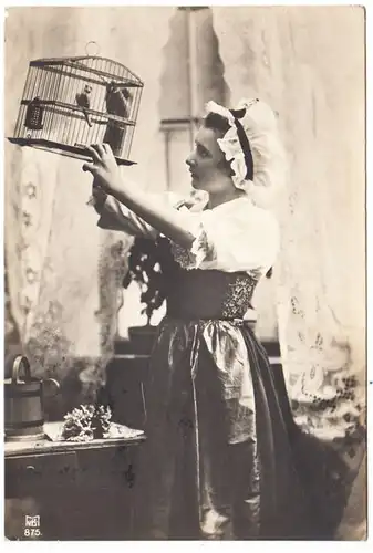 CPA Jeune femme en cage d'oiseau, en vogue commune, gel. 1906