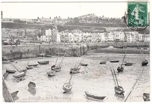 CPA Granville, Le Port a Maree Basse, englouti 1909