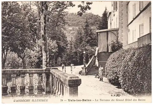 CPA Vals les Bains, La Terrasse du Grand Hôtel des Baïns, ohne.