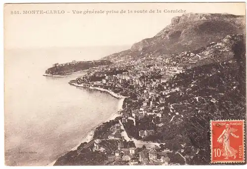 CPA Monte-Carlo, Vue generale prise de la route de la Corniche, gel.