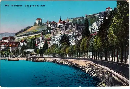CPA Montreux, Vue prisse du port, gel.