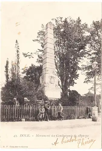 CPA Dole, Monument des Combattans de 1870-71, gel. 1902