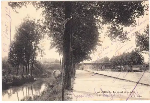 CPA Reims, Le Canal et le Vesle, ungel.