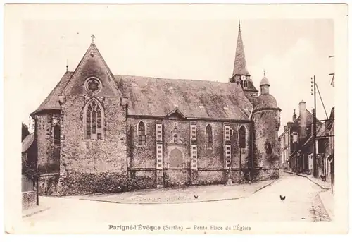 CPA Parigné-l"Evêque, Petite Place de l'Eglise, ungel.