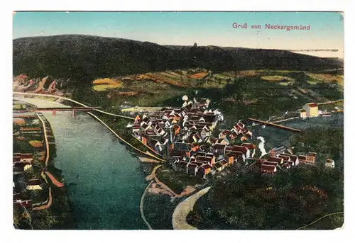 AK Gruß aus Neckargemünd, gel. 1923