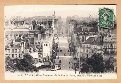 CPA Le Havre, Panorama de la rue de Paris pris de l'Hôtel de Ville, engel. 1923