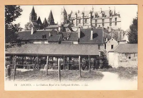 CPA Loches, Le Chateau Royal et la Collegiale St.-Ours, ungel.