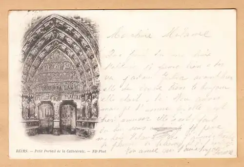 CPA Reims, Petit Portail de la Cathédrale, engl. 1899
