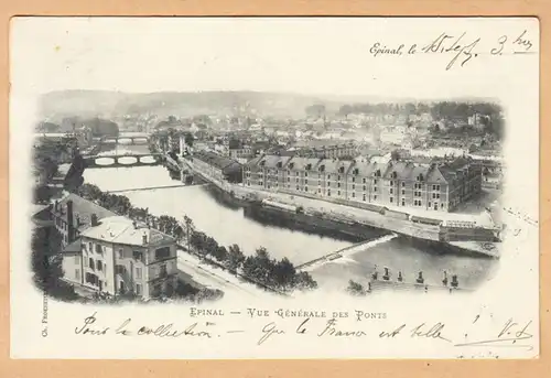 CPA Epinal, Vue generale des Ponts, gel. 1899
