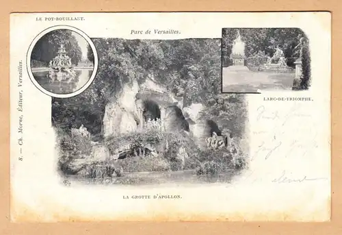 CPA Parc de Versailles, Pot Bouillant, Triomphe, Grotte, gel. 1900