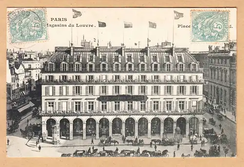 CPA Paris, Place du Palais Royal, Les Grands Magasins du Louvre, gel. 1905