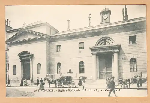 CPA Paris, Eglise St.-Louis d'Antin- Lycee Condorcet, ungel.