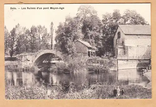 CPA Dole, Les Ruines d'un pont Moyen-Age, gel. 1912