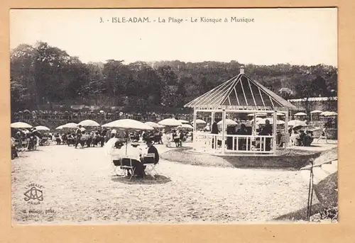 CPA L'Isle Adam, La Plage, Kiosque a Musique, ungel.