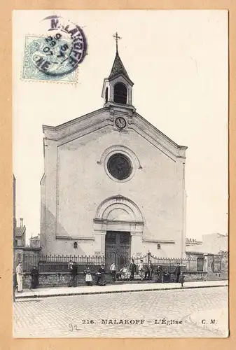 CPA Malakoff, L'Eglise, gel. 1907