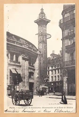 CPA Paris, La Bourse de Commerce, Observation de la Tour de Medicis, gel. 1904