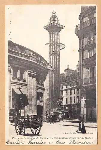 CPA Paris, La Bourse de Commerce,Observation de la Tour de Medicis, gel. 1904