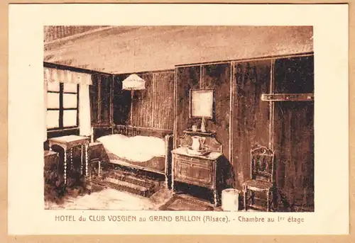 CPA Hotel du Club Vosgien au Grand Ballon, Chambre au 1'er etage, ungel.