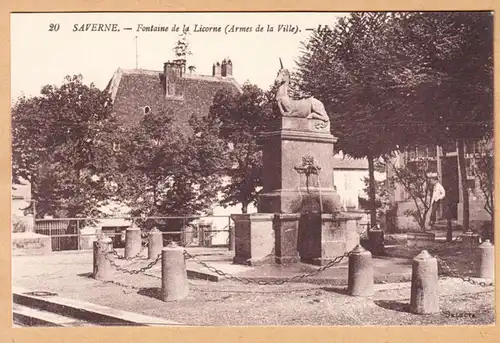 CPA Saverne, Fontaine de la Licorne- Armes de La Ville, ohnel.