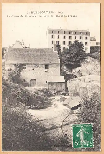 CPA Huelgoat, Le Chaos du Moulin et l'annexe de l 'Hotel de France, gel. 1913