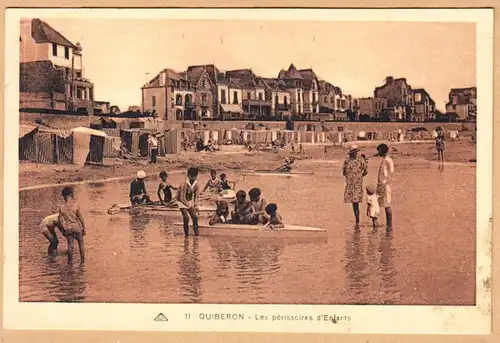 CPA Quiberon, Les Perisscires d'Enfants, gel.