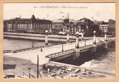 CPA San Sebastián, Nuevo Puente de la Zurriola, gel. 1923