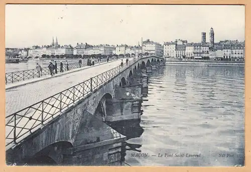 CPA Macon, Le Pont Saint Laurent, englout. 1906