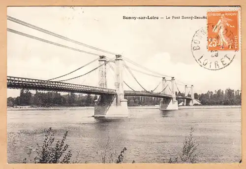 CPA Bonny-sur-Loire, Le Pont Bonny-Beau, gel. 1923
