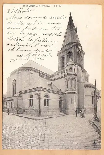 CPA Colombes, L'Eglise, gel. 1904