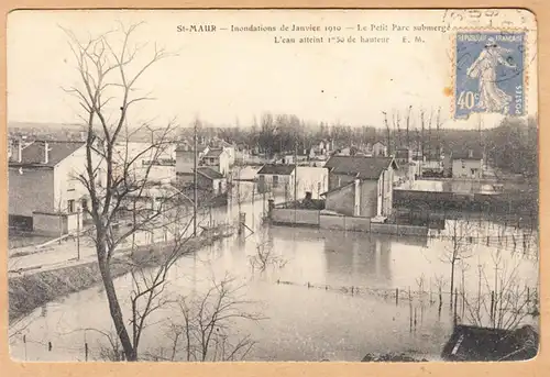 CPA Saint Maur, Inondation de Janvier 1910, Le Petit Parc, gel. 1929
