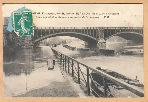 CPA Alfortville, Inondation de Janvier 1910, Le Quai de la Marne submerge, ohne.