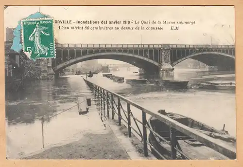 CPA Alfortville, Inondation de Janvier 1910, Le Quai de la Marne submerge, ungel.