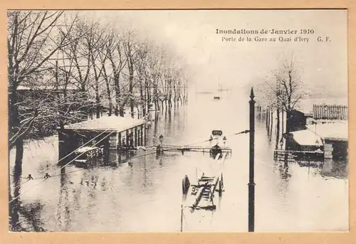 CPA Inondations 1910, Porte de la Gare au Quai d'Ivry, ungel.